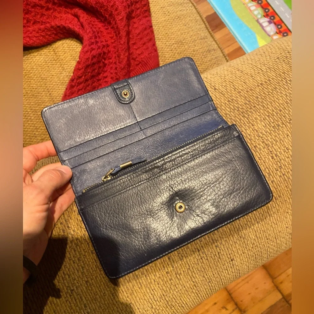 Liebeskind Blue Leather Compact Zip Wallet